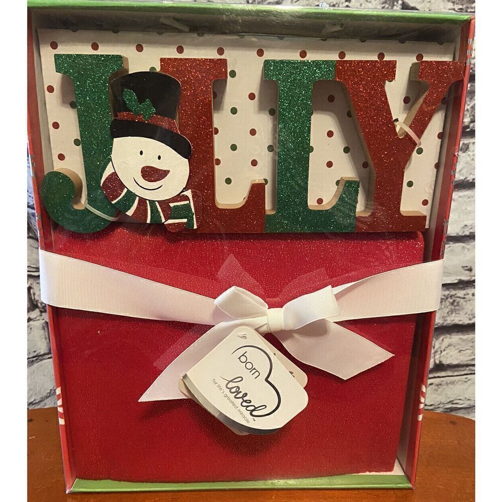 Christmas Room Art and New Born Baby Blanket Jolly‎ Deluxe Gift Set Born Loved
